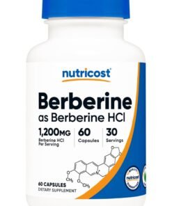 Nutricost Berberine as Berberine HCl 1200 mg Berberine HCl Per Serving, 60 Capsules, 30 Servings, Dietary Supplement