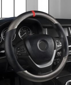 GROIC Carbon Fiber Car Steering Wheel Cover, Universal 15 inch Breathable Anti Slip Steering Wheel Covers, Car Interior Accessories, Fit for Most Car, Trucks, SVU