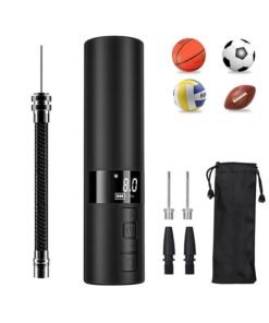 Arabest Electric Ball Pump Kit, 12PSI Smart Air Pump Portable Fast Ball Inflation with Precise Pressure Gauge, Digital LCD Display and Flashlight for Rapid Inflation of Basketballs and Footballs