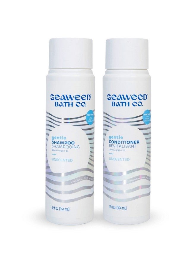 The Seaweed Bath Co. Seaweed Bath Co. Gentle Shampoo And Conditioner Set Unscented 12 Ounce (Pack Of 2) Sustainably Harvested Seaweed Aloe Argan Oil For Sensitive Scalps