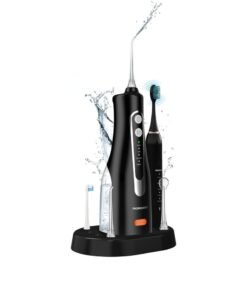 porodo Ultimate Oral Care Duo, Electric Toothbrush & Water Flosser Combo / High Frequency Sonic Vibration / High Pressure Water Flosser / Complete Oral Care / Dual Action oral Care / 2H Toothbrush Rechargeable Working Time - Black
