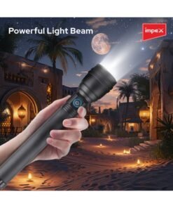 Impex Rechargeable Durable Long Distance LED Handheld Flashlight Black 240x125x53mm