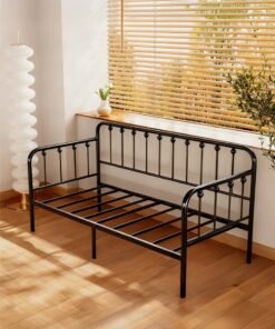 Yanara 100*190cm Metal Daybed Frame Heavy Duty Metal Slats Sofa Bed Platform Mattress Foundation Twin Day Bed Black