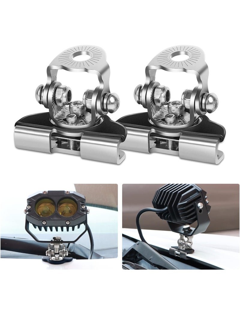 SYOSI 2 Pack Led Light Bar Mounting Brackets, Hood Led Pod Light Mount Universal Led Light Mounting Brackets Jeep Led Light Mounts Pod Light Holders for Off Road Jeep Truck Suv Without Installing Drill