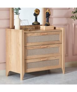 Home Box Java 3-Drawer Young Dresser | Dressing Table | Vanity Table | Makeup Table without Mirror Brown 45 x 78.7 x 90 cm