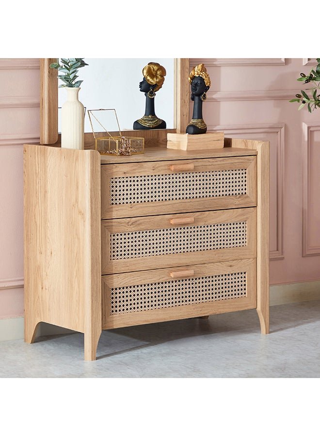 Home Box Java 3-Drawer Young Dresser | Dressing Table | Vanity Table | Makeup Table without Mirror Brown 45 x 78.7 x 90 cm