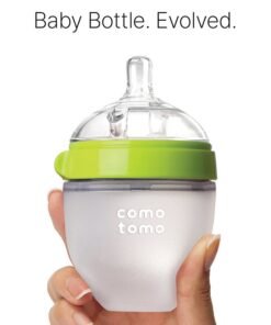 comotomo Natural Feel Baby Bottle, 150 Ml Green/White