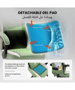 Alternative view of Dowinx Multi-Functional Gaming Chair, Ergonomic High Back Reclining & Height Adjustable Fabric Computer Chairs with Cooling Gel Pad, Massage Cushion, Neck & Lumbar Support, Footrest (Green) green One Size