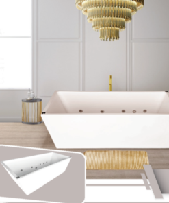 Max Acrylic Freestanding Whirlpool Jacuzzi Bathtub – 185 × 83 cm (White Rock, Glossy Finish)