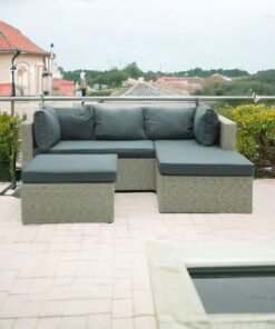 Sulsha Outdoor Lounge L shape Setting Sofa, Patio Lounge Set with Cushions Gray Poly Rattan, Patio Lounge Set with Cushions Gray Poly Rattan,Outdoor Furniture - Image 3
