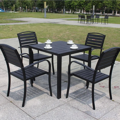Modern 4-Seater Black Outdoor Dining Set – Durable, Stylish & Perfect - Metal + WPC Fibre - Image 3
