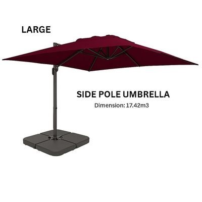 Aluminum Parasol with water base-225×41×136-Red wine -1 year Warranty - Image 3