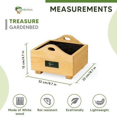 Treasure wooden planterbox - 22 cm x 22 cm x 12 cm, grow herbs on kitchen platform, Decorative Planters for Home, Garden and Office - Image 3