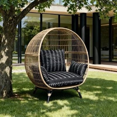 King Wicker Oversized Egg Basket Chair for Living Room , Balcony , Patio , Garden - Image 2