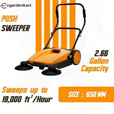 Walk-Behind Outdoor Hand Push Sweeper - 2.66 Gallon Capacity, 27.5" Sweeping width, Sweeps up to 19,000 ft²/Hour, - Image 3