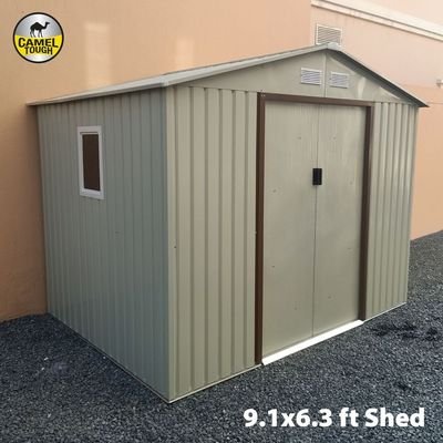 CamelTough Outdoor Metal Storage Shed, 9.1X6.3 feet, Garden Metal Shed Beige, CT-641 - Image 3