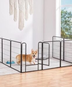 Alternative view of Dog Playpen Indoor Outdoor, Metal Pet Exercise Fence, Multiple Configurable Shapes, Heavy Duty Pen for Dogs (Black, 65x80cm, 8)