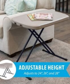 Lifetime 26-Inch Folding Table, Portable Compact, Height Adjustable, Personal Laptop Folding Table for Home Office Indoor and Outdoor, Lightweight, Powder Coated Finish, Putty/Black Sand Color - 80932