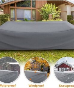Aluwino 8-Seater Outdoor Dining Set Protection cover L330xW180xH80cm - Grey - Image 3