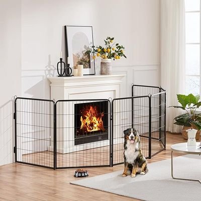 Dog Playpen Indoor Outdoor, Metal Pet Exercise Fence, Multiple Configurable Shapes, Heavy Duty Pen for Dogs (Black, 63x63cm, 2) - Image 2