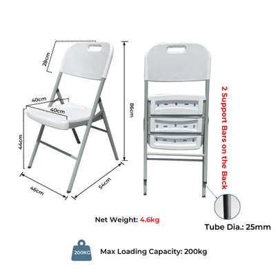 Heavy Duty Folding Chair (White) – 54×46×86 cm - Image 3