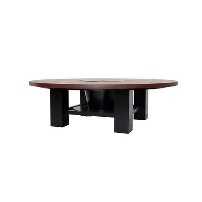 Round Fire Pit Table Color Dark Mahogany & Black - Image 4