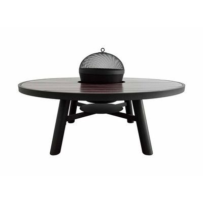 Small Round Fire Pit Table Color Dark Mahogany & Black - Aluminium Frame - Image 3