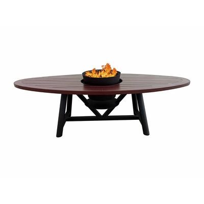 Small Oval Fire Pit Table Color Dark Mahogany & Black - Image 3