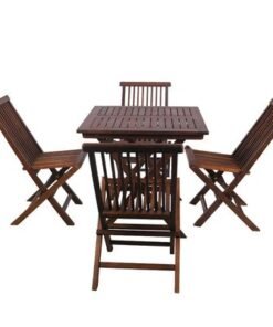 Patio Bistro 4 Chair 1 Table Set - Folding Outdoor Wood Chair And Table Set Folding Dining Table Set For Garden Furniture - Image 3