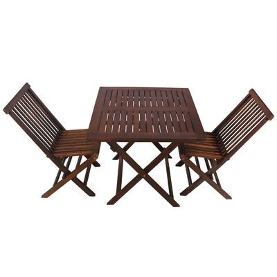 Patio Bistro 2 Chair 1 Table Set - Folding Outdoor Wood Chair And Table Set Folding Dining Table Set For Garden Furniture - Image 3