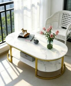 Alternative view of Sharpdo Modern Design Luxury Coffee Tables Living Room With Storage Round Marble Design Nightstands Wooden Mesas Bajas Home Furniture 100*50*45cm