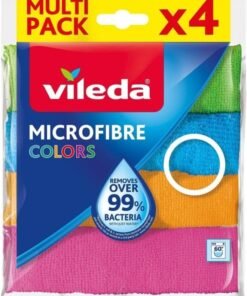 Vileda Microfibre Cloth, Absorbent, Hygienic, Versatile, Durable & Washable 30x30cm - 4 Pcs Multicolour 30x30 cm