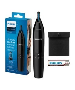 Philips Nose Trimmer NT1650/16,Gentle Nose & Ear Hair Trimming,Protective Guard System, No Pulling,Wet & Dry Use, Fully Washable, AA Battery Included Black