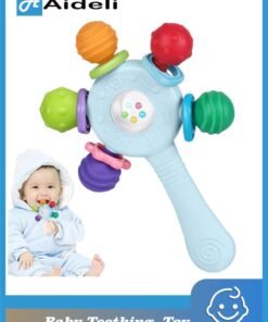 Aideli Baby Rattle Teething Ring – BPA Free, Safe Design, Improves Grip & Hearing Development, Suitable for Infants 0-36 Months
