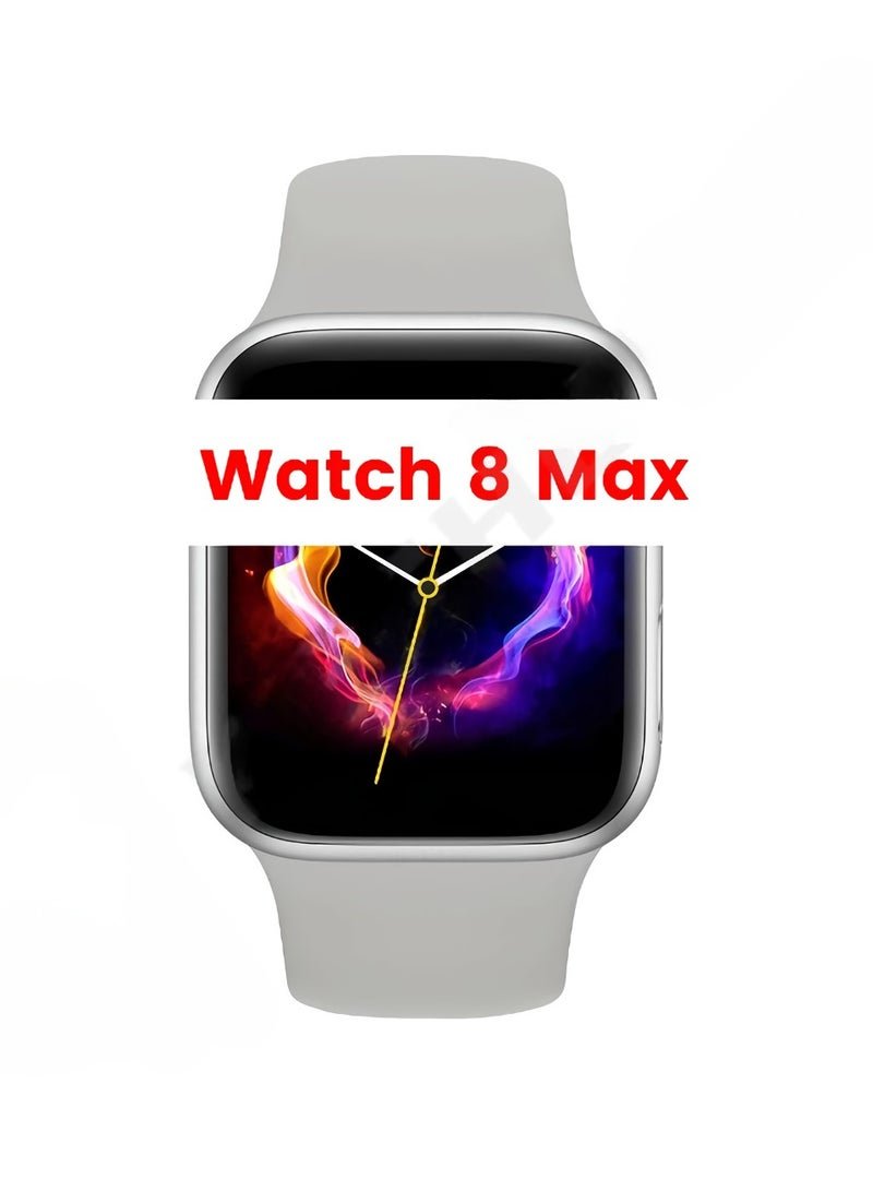 AROAQ Smart Watch 8 Max, 1.85" Large Display Bluetooth Call Smart Watch, Wireless Charging Waterproof Smart Health Monitoring Watch, Sleep Monitoring Durable Wrist Watch With Multiple Sports Mode, (Silver)