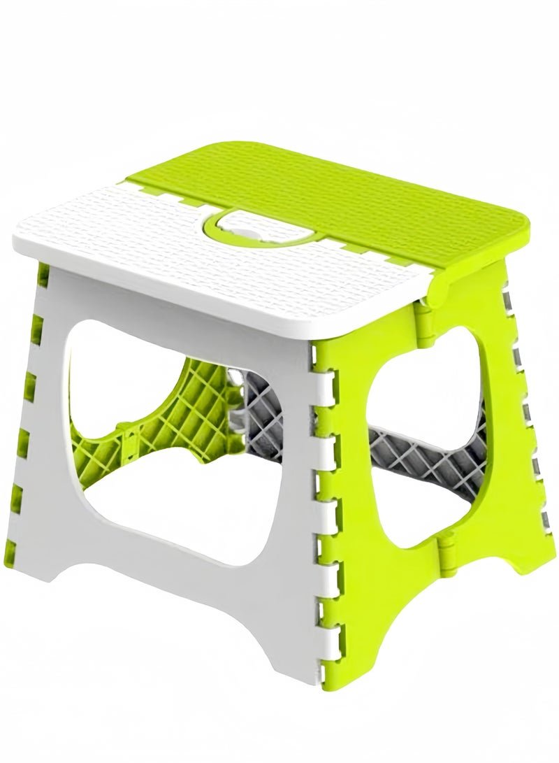 Folding small stool, portable outdoor, step stool for adults and children, with anti-slip handle for kitchen, bathroom, bedroom and travel use
