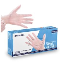 ECARES® Vinyl Gloves, Latex-Free, Powder-Free, Disposable, Durable and Non-Sterile, For Food Prep, Cleaning, Cooking & Multipurpose Use. Clear