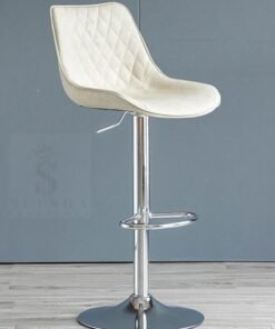 SULSHA Modern Height Adjustable Chair , Bar Chair , Bar Stool Set Leather Padded Stool WHITE/Silver