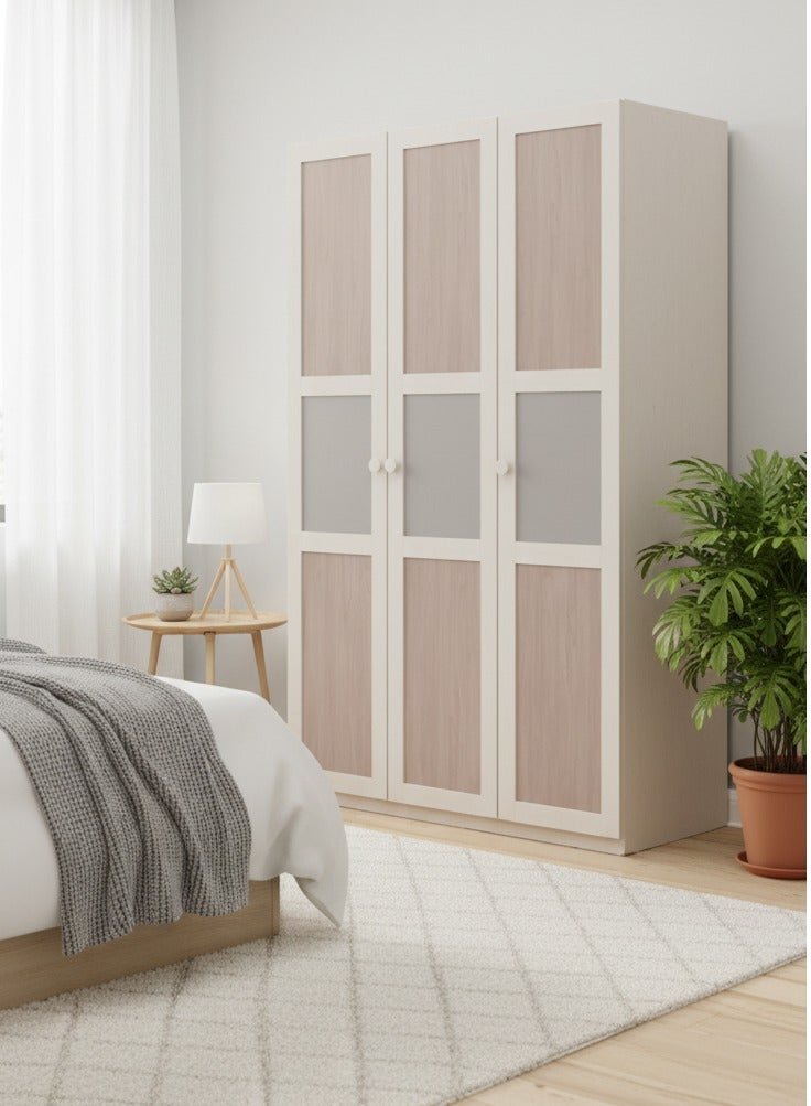 ROYALOAK Mustang 3 Door Wardrobe | HDF Construction | Classic Matte Finish | Modern Design | Durable & Long-lasting | Freestanding Design | Cupboard | Wardrobe for Clothes