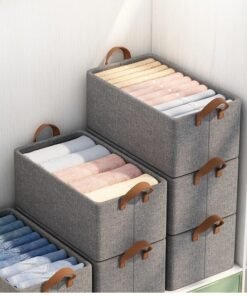 HOOPZOZA 4PCS Large Foldable Closet Storage Organizer Clothes Storage and Organization Box Closet Storage Box with Carrying Handles Thickened Steel Frame Toy Organizer Box for Clothes Wardrobe Home Bedroom