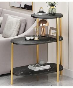 DubaiGallery Magic Home 3-layers Side table for living room sofa side Nordic simplicity coffee table flower stand iron and wooden home Multifunction decorative shelf Storage rack
