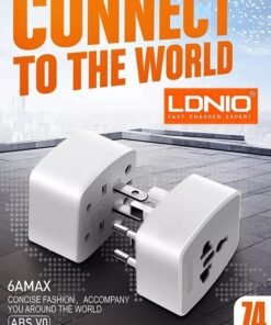 LDNIO Universal Conversion Plug for Travel – Mini Worldwide Travel Adapter with US/AU/EU/UK Plug Compatibility, 250V 6A Power Rating, Safety Shutters & Overload Protection – Compact Charger Adapter for Mobile, Laptop, Power Bank