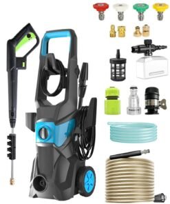 WALALLA Electric Pressure Washer, Foam Cannon, 4 Different Pressure Tips, 23.3M, High Pressure Water Power Washer, 3600 PSI 2.5 GPM ,9L/min , for Car, House, Patio, Deck, Fence, Driveways,Blue