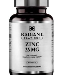 Radiant Platinum Zinc 25 Mg For Healthy Immune Function Antioxidant Support Maintains Healthy Hair, Skin And Nails Vegan Sugar Free 90 Tablets