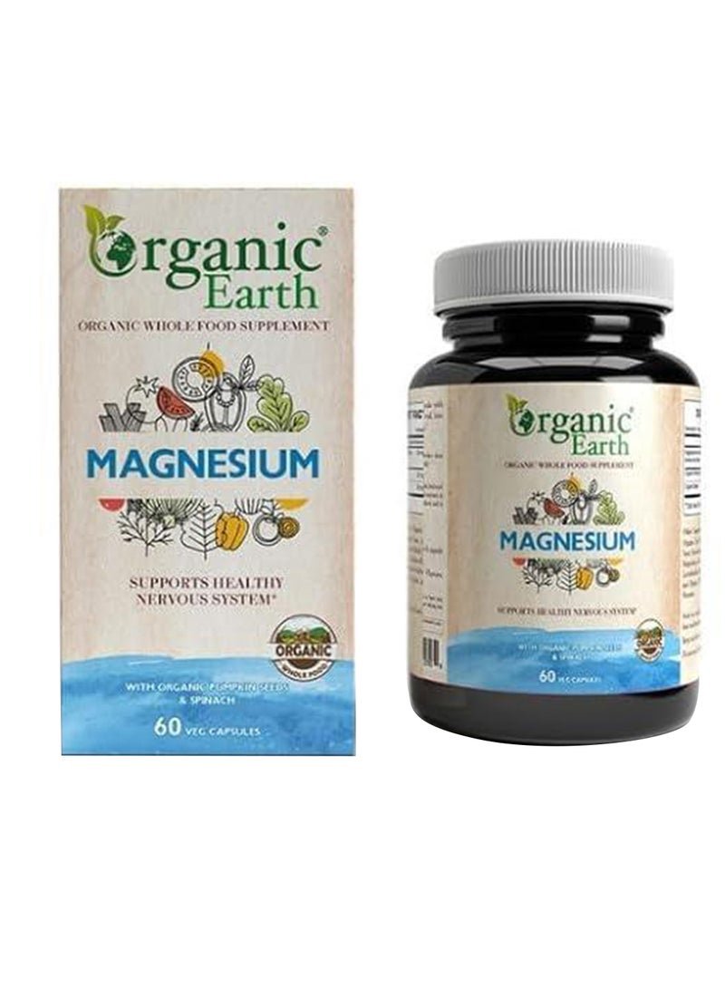 Organic Earth Magnesium with Organic Pumpkin Seeds & Spinach 60 Capsules