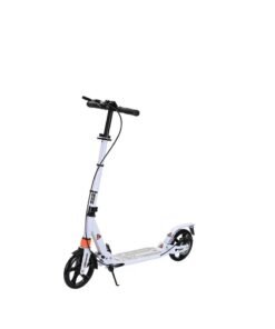 Foldable Kick Scooter with Foot Pedal - Height-Adjustable for Teens & Adults, Commuter Adult Scooters with Hand Brake & Disc Brakes, Shock Absorption, 200MM PU Wheels - Supports 100KG（YS-CT888-White）