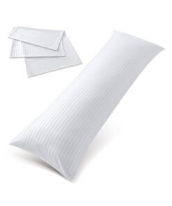 Hotel Linen Klub Long Body 1Pc Stripe Pillowcase - 100% Microfiber  with envelope closure, Soft and Durable Quality, Size : 45 x 125cm , White