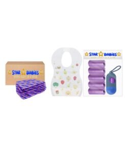 STAR BABiES Combo Disposable Changing Mat 10Pcs Disposable Bibs 5Pcs Scented Bag 5Pcs Lavender