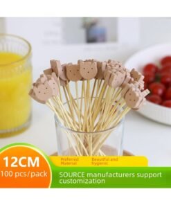 Bamboo Panda Head Fruit Picks Disposable for KTV Hotel Panda Head