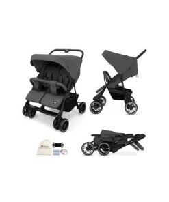 neobreez DUADX Sibling/Twin/Double Side by Side Baby Toddler Stroller,  Compact Baby Trolley Pushchair, One-Hand Fold,  Waterproof UPF 50+ Canopy, 0-3yrs,  30kg, 3yrs Warranty